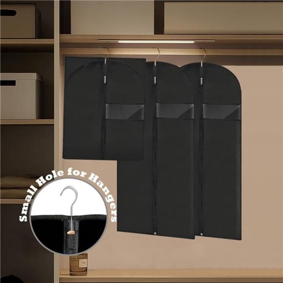 Garment Bags for Hanging Clothes Suit Dress Bag Long Black Travel Storage Cover - Picture 5 of 7